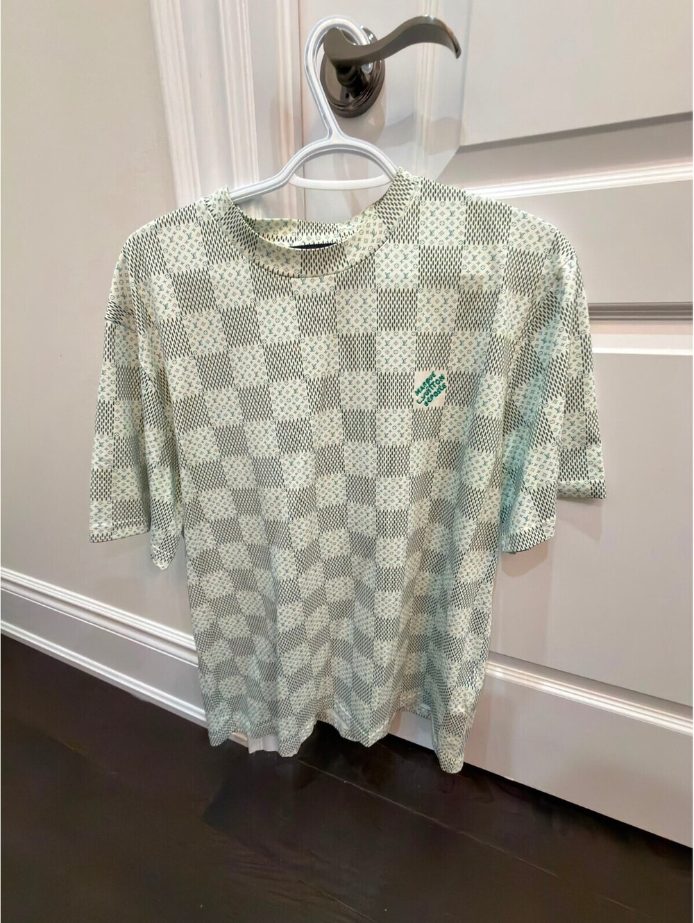Louis Vuitton Checkered Pattern T-Shirt with Embroidered Det
